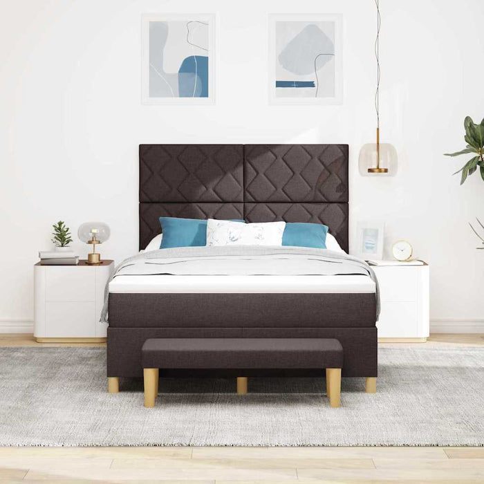 Pat cu arcuri cu headboard Maro închis 200 x 140 cm țesătură WALTI