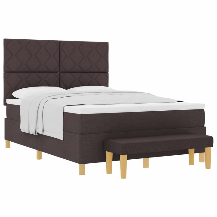 Pat cu arcuri cu headboard Maro închis 200 x 140 cm țesătură WALTI