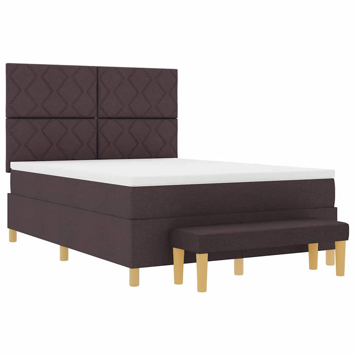 Pat cu arcuri cu headboard Maro închis 200 x 140 cm țesătură WALTI