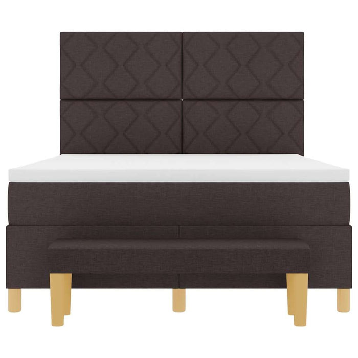 Pat cu arcuri cu headboard Maro închis 200 x 140 cm țesătură WALTI
