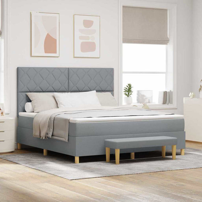 Pat cu arcuri cu headboard Gri deschis 200 x 180 cm țesătură WALTI