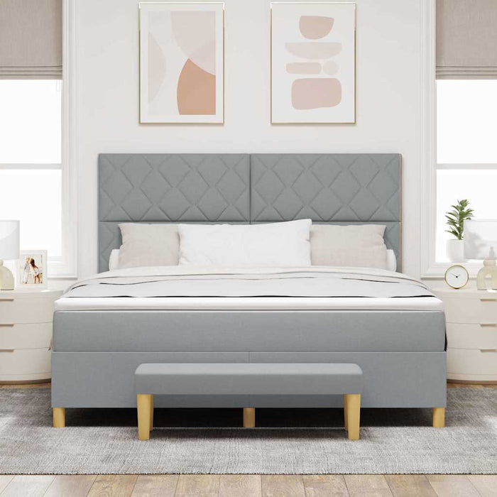Pat cu arcuri cu headboard Gri deschis 200 x 180 cm țesătură WALTI