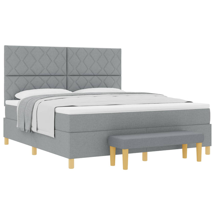 Pat cu arcuri cu headboard Gri deschis 200 x 180 cm țesătură WALTI