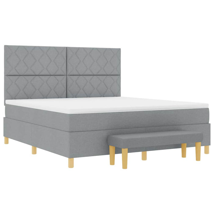 Pat cu arcuri cu headboard Gri deschis 200 x 180 cm țesătură WALTI