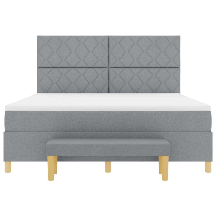 Pat cu arcuri cu headboard Gri deschis 200 x 180 cm țesătură WALTI