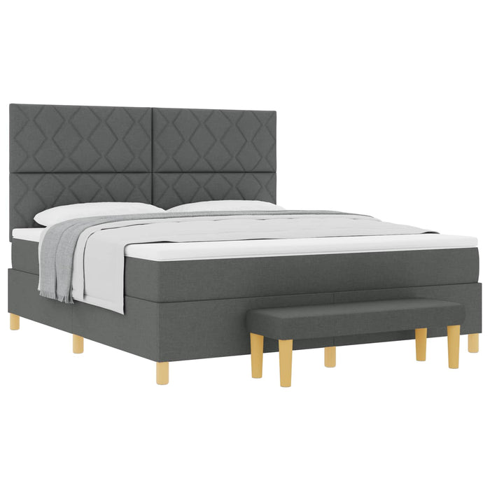 Pat cu arcuri cu pernă Gri închis 200 x 180 cm țesătură WALTI
