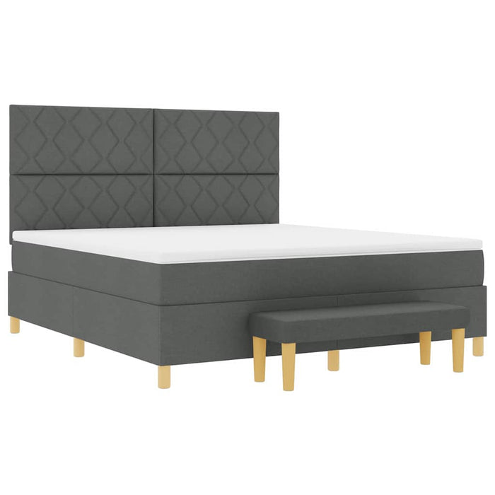 Pat cu arcuri cu pernă Gri închis 200 x 180 cm țesătură WALTI