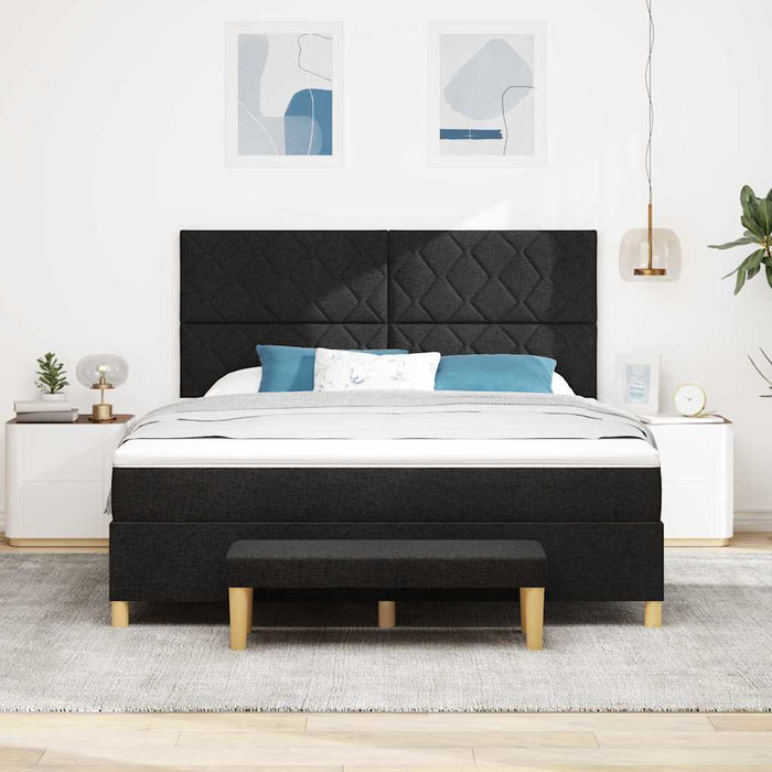 Pat cu arcuri cu headboard Negru 200 x 180 cm țesătură WALTI