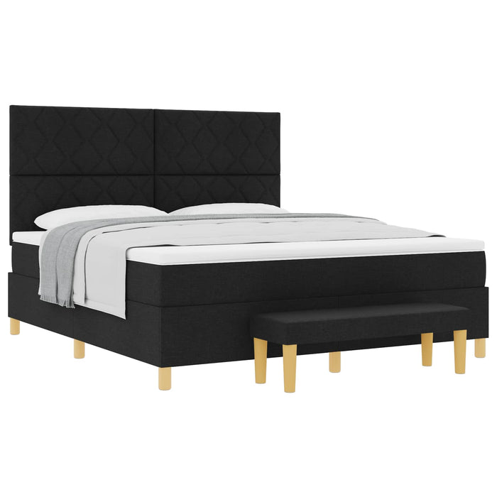 Pat cu arcuri cu headboard Negru 200 x 180 cm țesătură WALTI