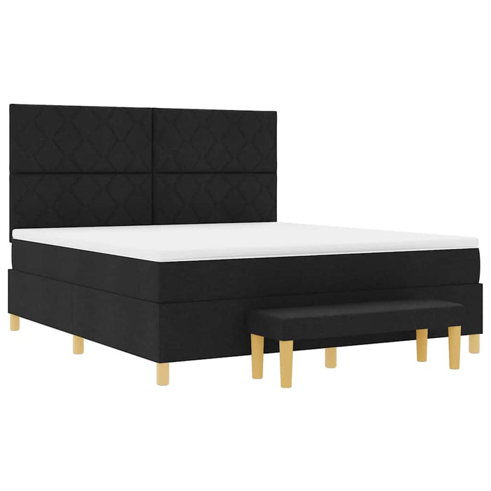 Pat cu arcuri cu headboard Negru 200 x 180 cm țesătură WALTI