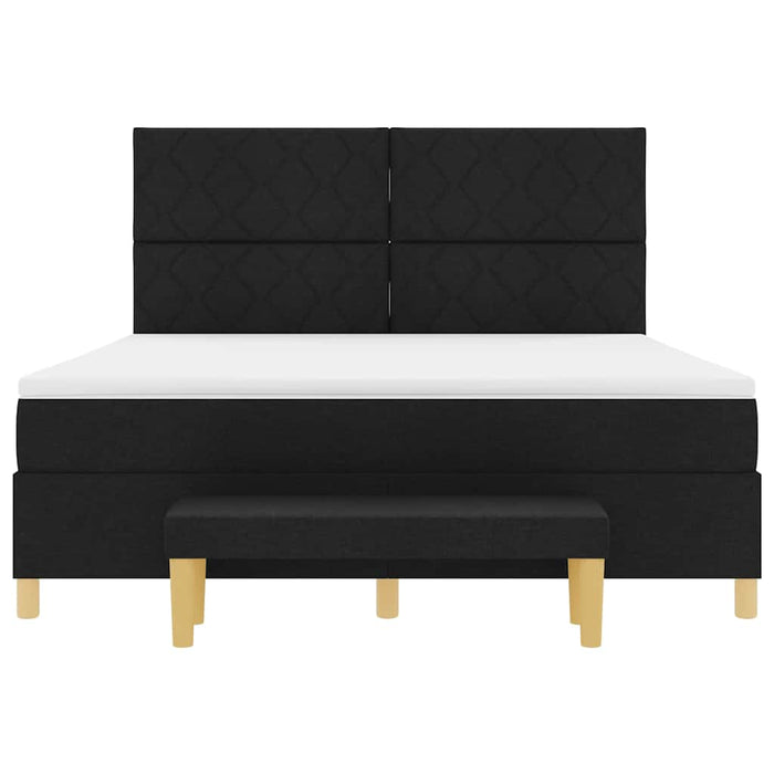 Pat cu arcuri cu headboard Negru 200 x 180 cm țesătură WALTI