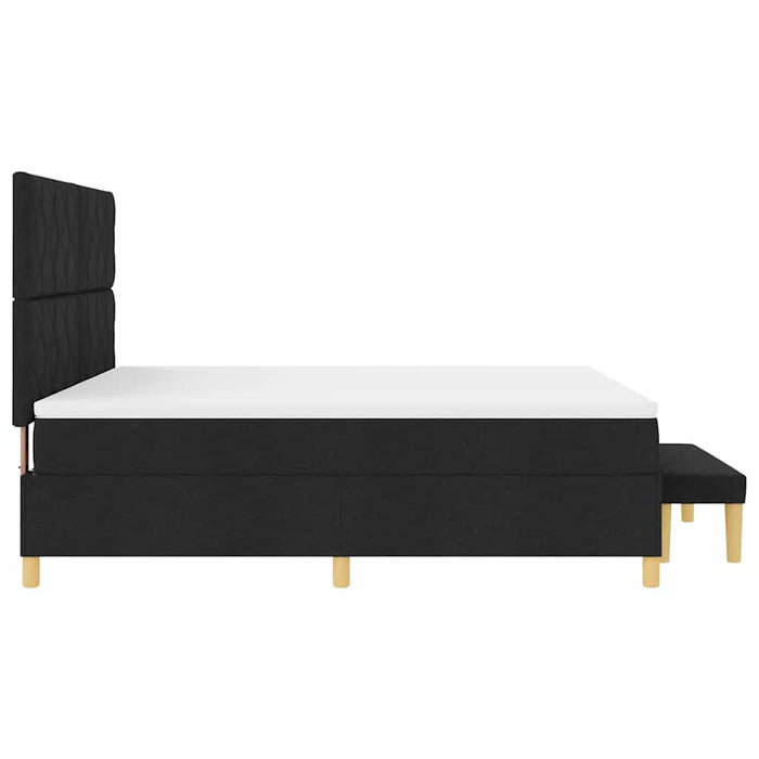 Pat cu arcuri cu headboard Negru 200 x 180 cm țesătură WALTI