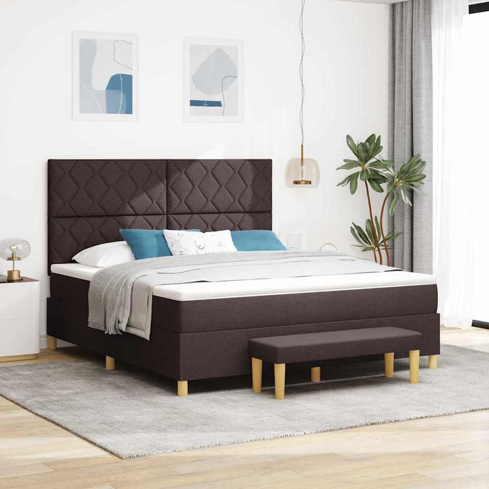 Pat cu arcuri cu headboard Maro închis 200 x 180 cm țesătură - WALTI WALTI