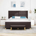 Pat cu arcuri cu headboard Maro închis 200 x 180 cm țesătură - WALTI WALTI