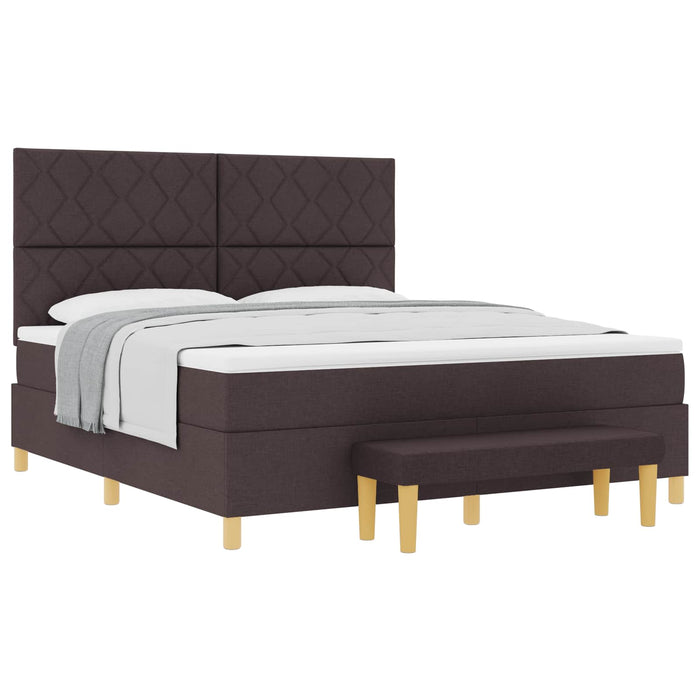 Pat cu arcuri cu headboard Maro închis 200 x 180 cm țesătură - WALTI WALTI