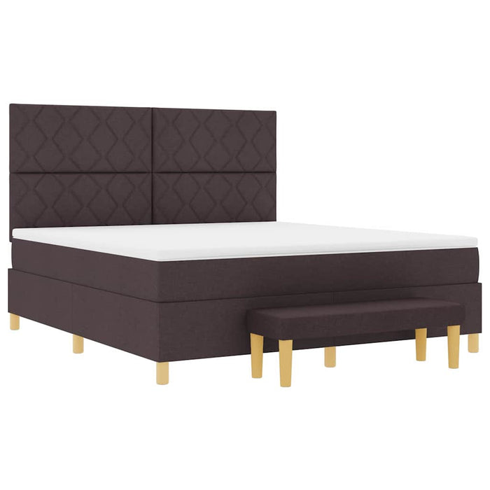 Pat cu arcuri cu headboard Maro închis 200 x 180 cm țesătură - WALTI WALTI