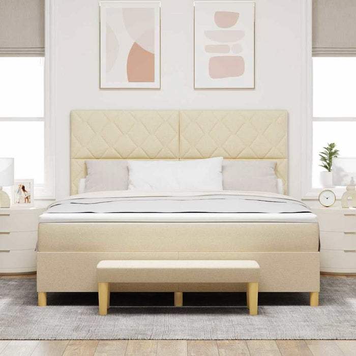 Pat cu arcuri cu pernă cu headboard Crem 200 x 180 cm țesătură WALTI
