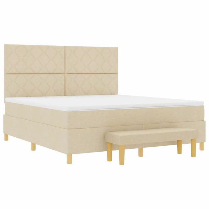 Pat cu arcuri cu pernă cu headboard Crem 200 x 180 cm țesătură WALTI