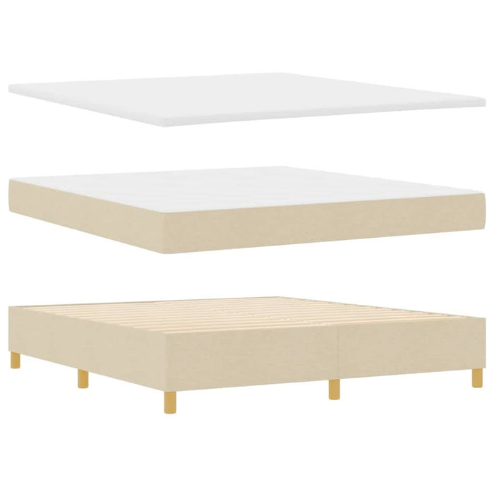 Pat cu arcuri cu pernă cu headboard Crem 200 x 180 cm țesătură WALTI
