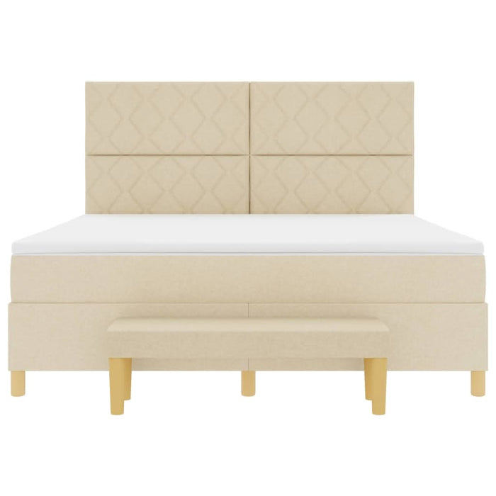 Pat cu arcuri cu pernă cu headboard Crem 200 x 180 cm țesătură WALTI