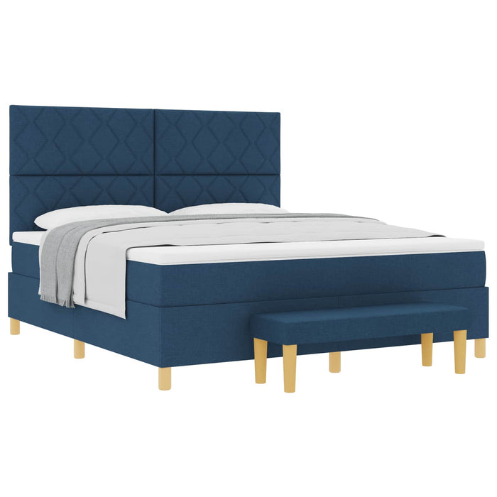 Pat cu arcuri cu headboard albastru 200 x 180 cm țesătură - WALTI WALTI