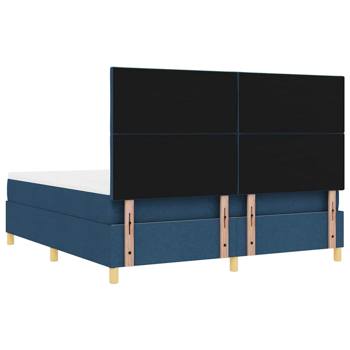 Pat cu arcuri cu headboard albastru 200 x 180 cm țesătură - WALTI WALTI