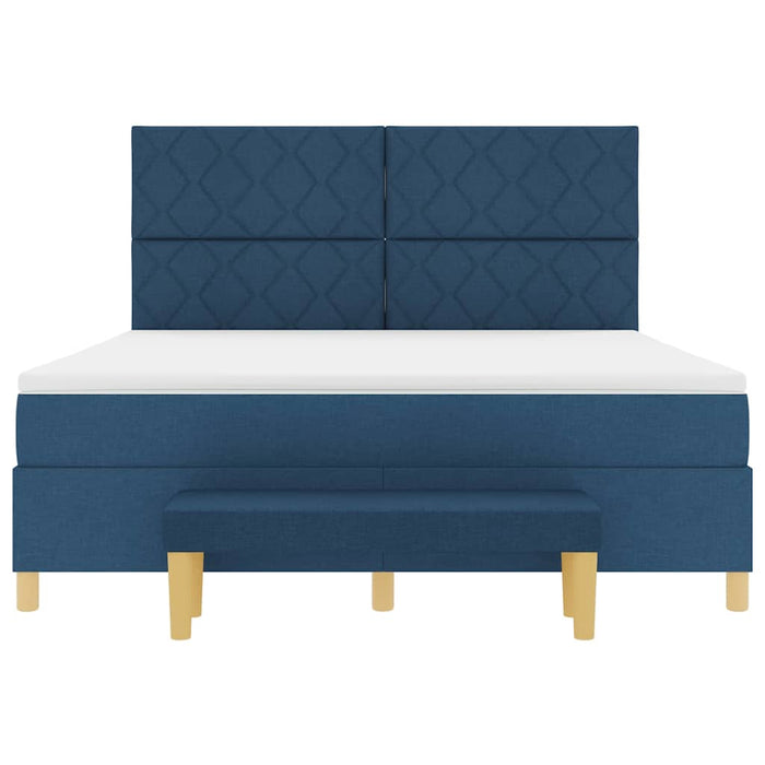Pat cu arcuri cu headboard albastru 200 x 180 cm țesătură - WALTI WALTI