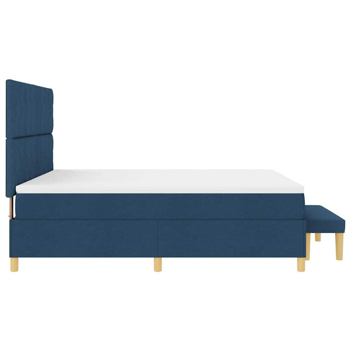 Pat cu arcuri cu headboard albastru 200 x 180 cm țesătură - WALTI WALTI