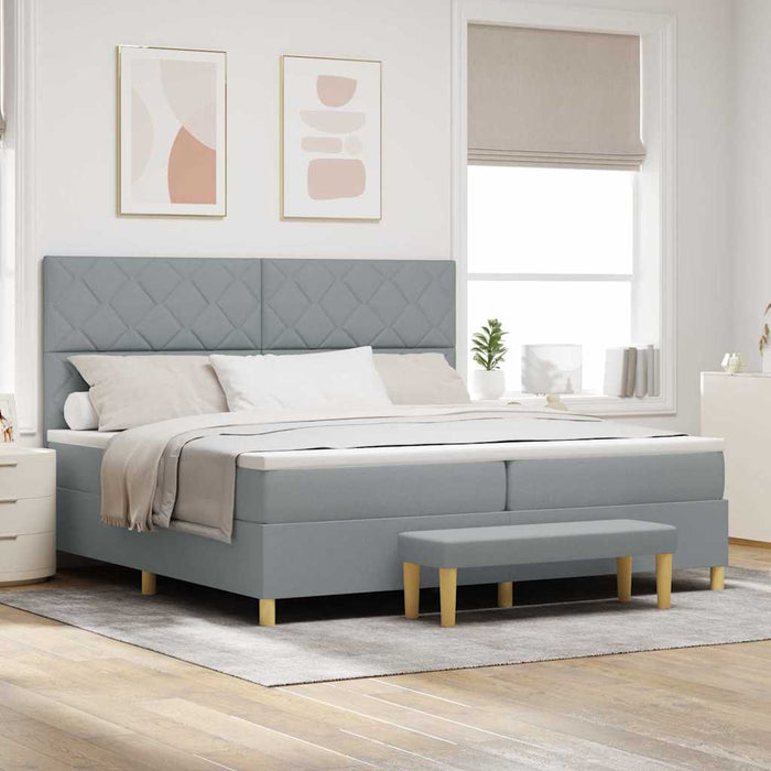 Pat cu arcuri cu saltea Gri deschis 200 x 200 cm țesătură - WALTI WALTI