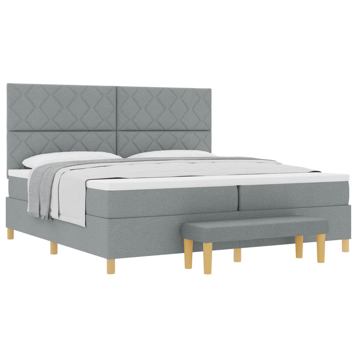 Pat cu arcuri cu saltea Gri deschis 200 x 200 cm țesătură - WALTI WALTI