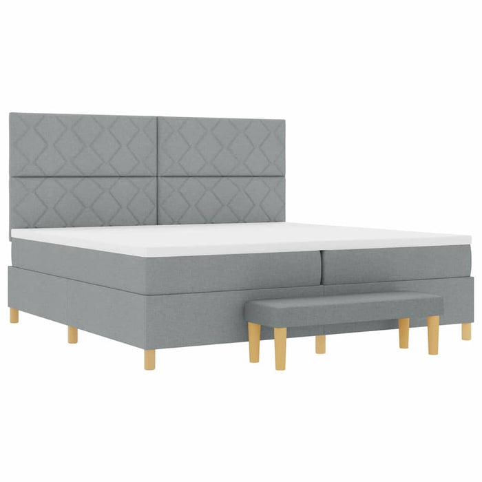 Pat cu arcuri cu saltea Gri deschis 200 x 200 cm țesătură - WALTI WALTI