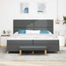 Pat cu arcuri cu headboard Gri închis 200 x 200 cm țesătură - WALTI WALTI