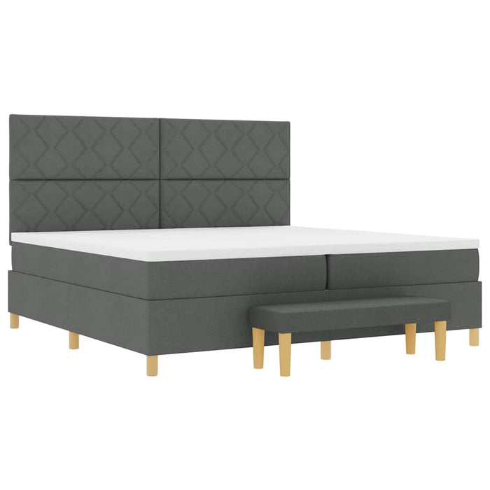 Pat cu arcuri cu headboard Gri închis 200 x 200 cm țesătură - WALTI WALTI
