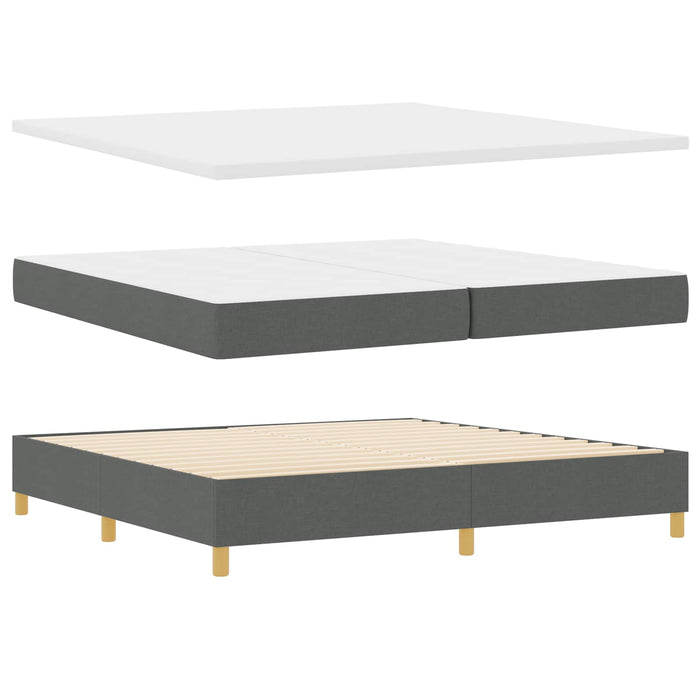 Pat cu arcuri cu headboard Gri închis 200 x 200 cm țesătură - WALTI WALTI