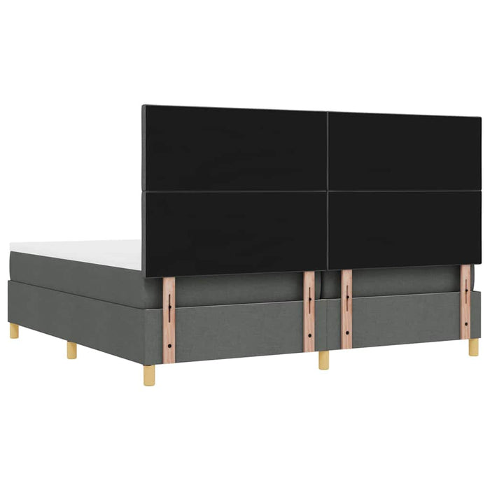Pat cu arcuri cu headboard Gri închis 200 x 200 cm țesătură - WALTI WALTI