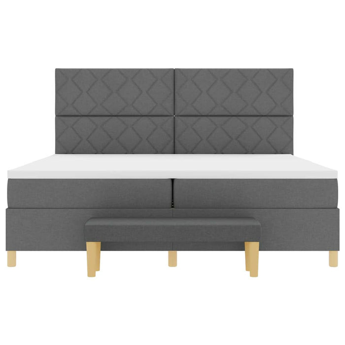 Pat cu arcuri cu headboard Gri închis 200 x 200 cm țesătură - WALTI WALTI