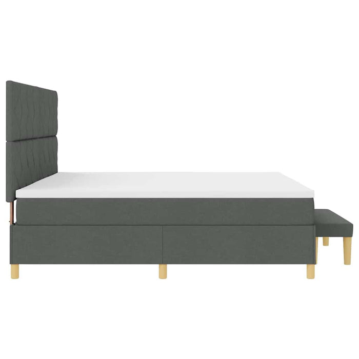 Pat cu arcuri cu headboard Gri închis 200 x 200 cm țesătură - WALTI WALTI