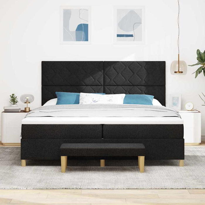 Pat cu arcuri cu saltea Negru 200 x 200 cm țesătură - WALTI WALTI