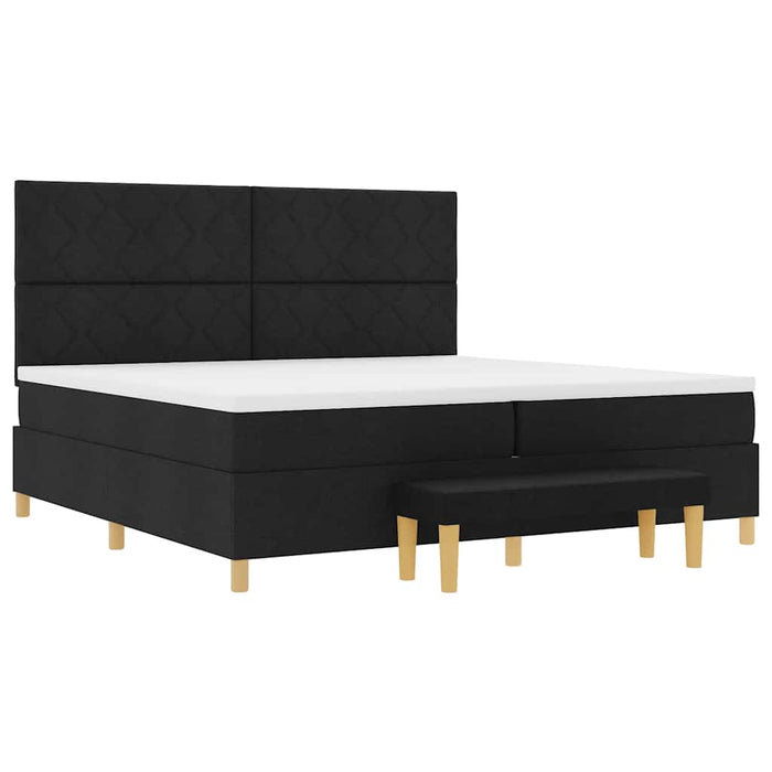 Pat cu arcuri cu saltea Negru 200 x 200 cm țesătură - WALTI WALTI