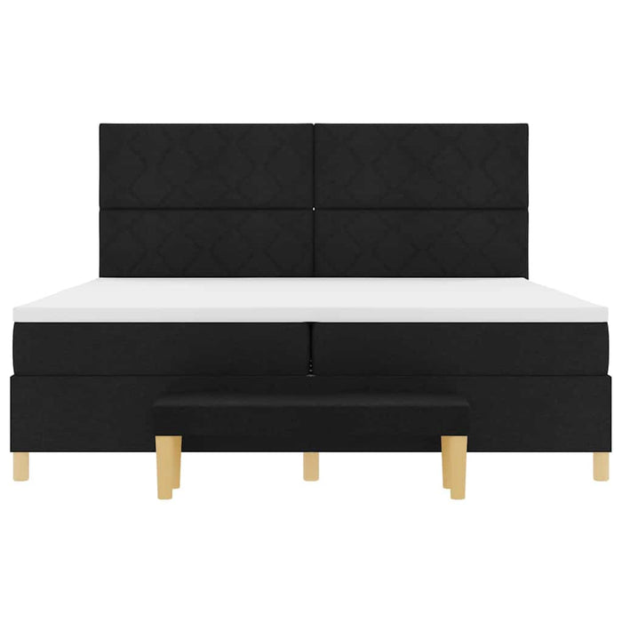 Pat cu arcuri cu saltea Negru 200 x 200 cm țesătură - WALTI WALTI