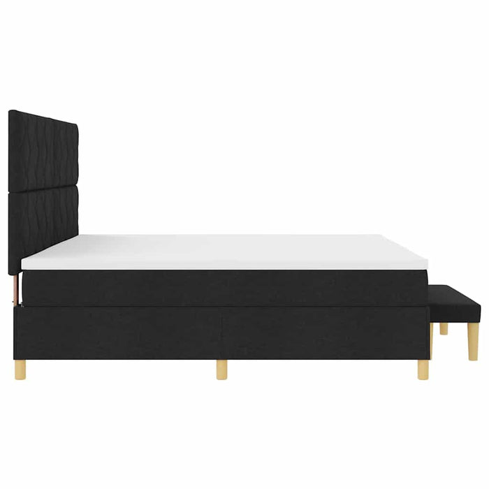 Pat cu arcuri cu saltea Negru 200 x 200 cm țesătură - WALTI WALTI