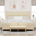 Pat cu arcuri cu saltea cu headboard Crem 200 x 200 cm țesătură - WALTI WALTI