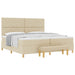 Pat cu arcuri cu saltea cu headboard Crem 200 x 200 cm țesătură - WALTI WALTI