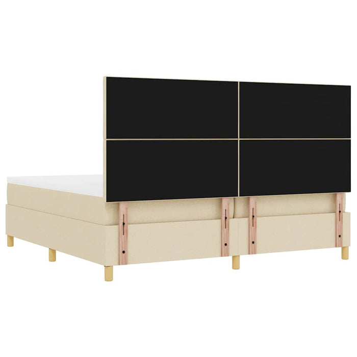 Pat cu arcuri cu saltea cu headboard Crem 200 x 200 cm țesătură - WALTI WALTI