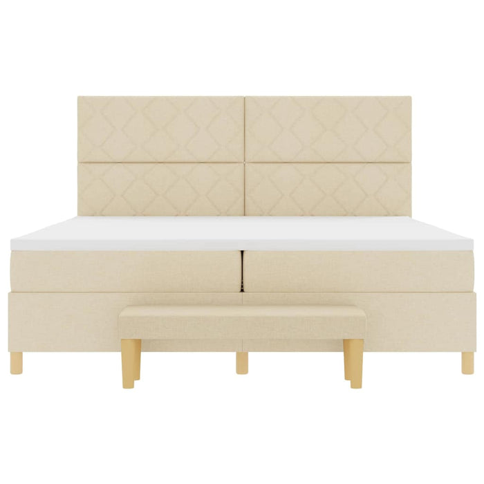 Pat cu arcuri cu saltea cu headboard Crem 200 x 200 cm țesătură - WALTI WALTI