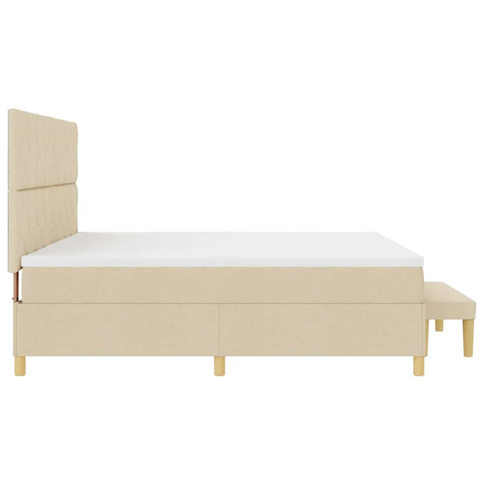 Pat cu arcuri cu saltea cu headboard Crem 200 x 200 cm țesătură - WALTI WALTI