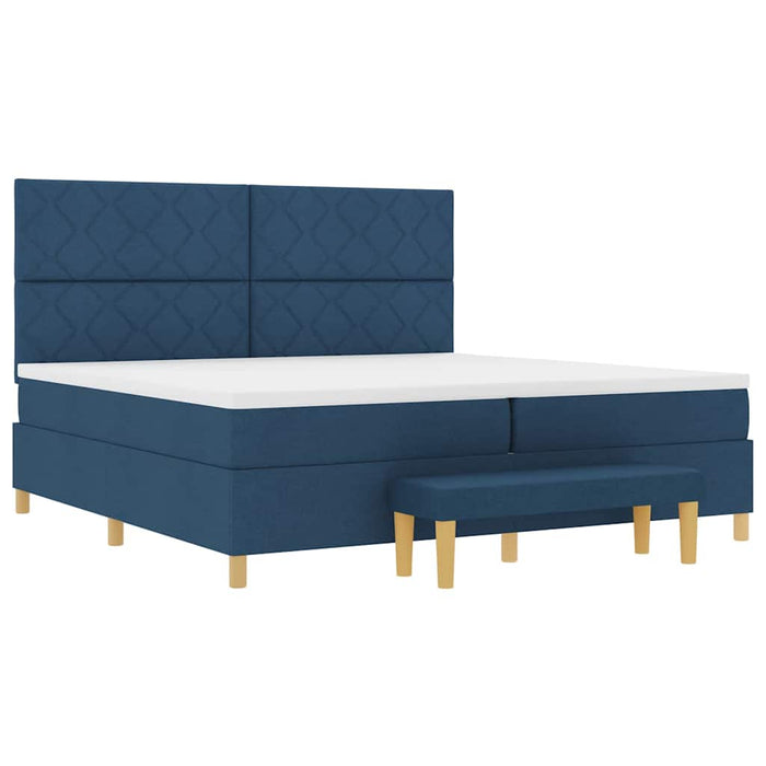 Pat cu arcuri cu saltea albastru 200 x 200 cm țesătură - WALTI WALTI