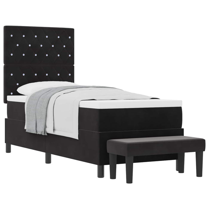Pat cu arcuri cu headboard Negru 200 x 80 cm Catifea WALTI