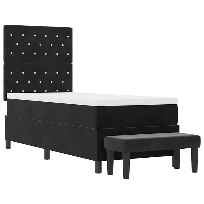 Pat cu arcuri cu headboard Negru 200 x 80 cm Catifea WALTI