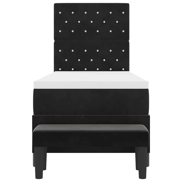 Pat cu arcuri cu headboard Negru 200 x 80 cm Catifea WALTI